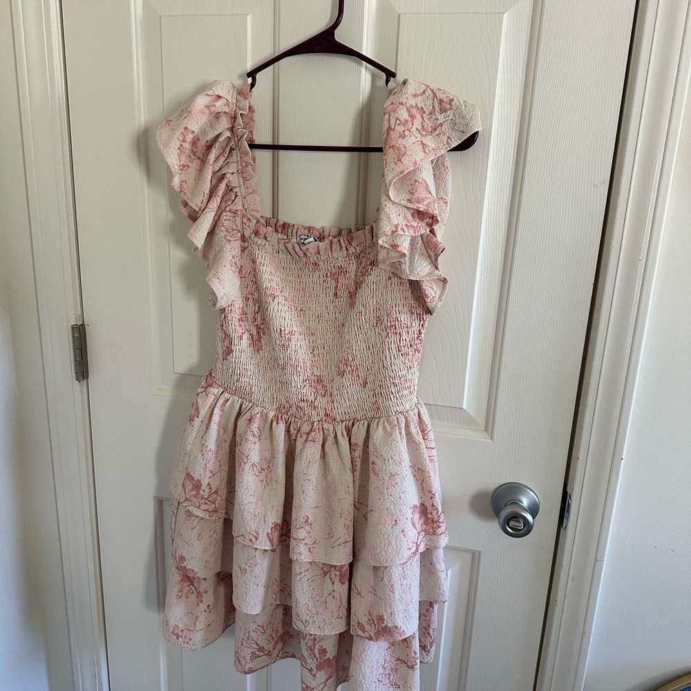 Express Pink Floral Ruffle Dress